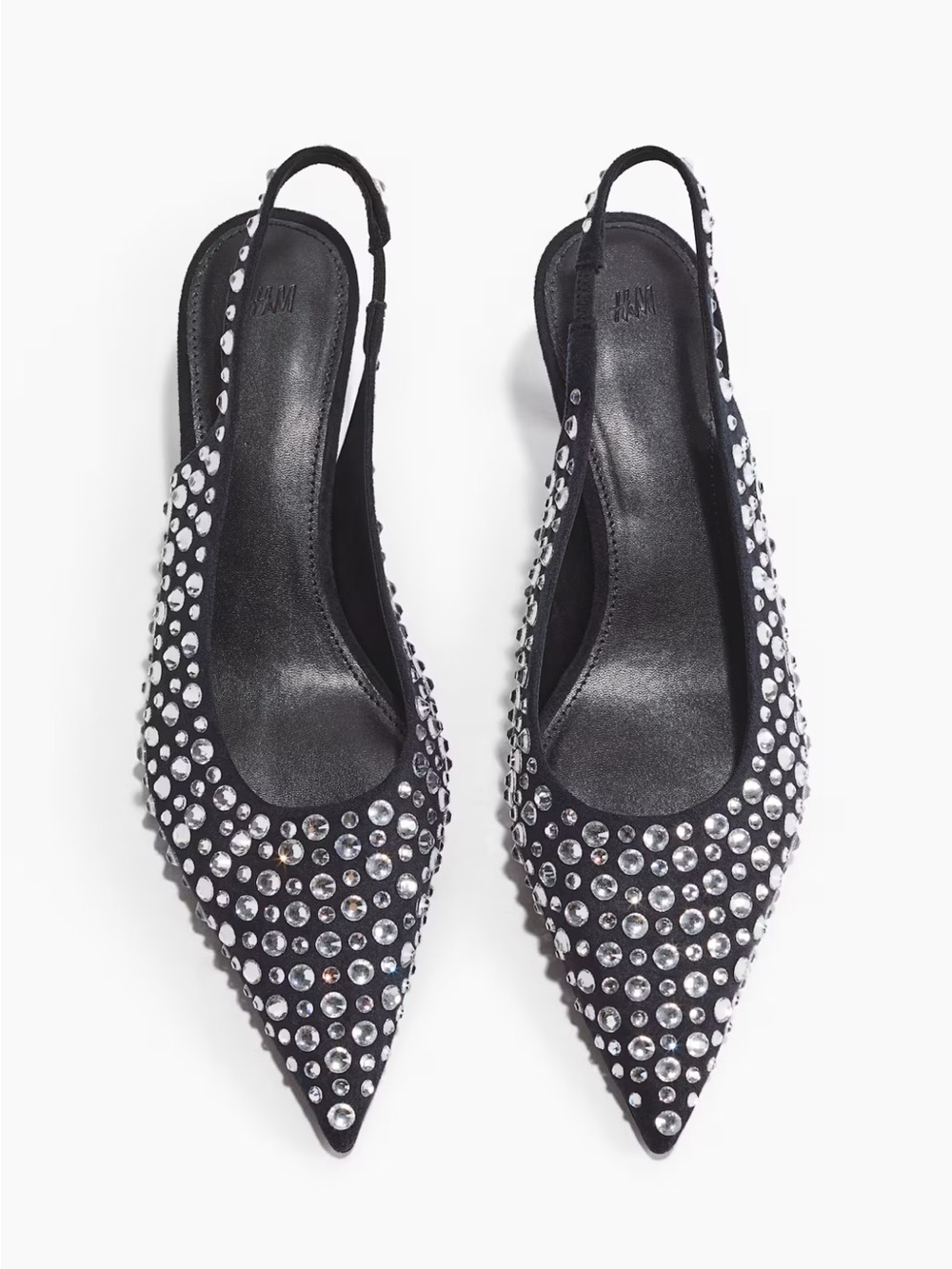 H&M RHINESTONE-EMBELLISHED SLINGBACK PUMPS